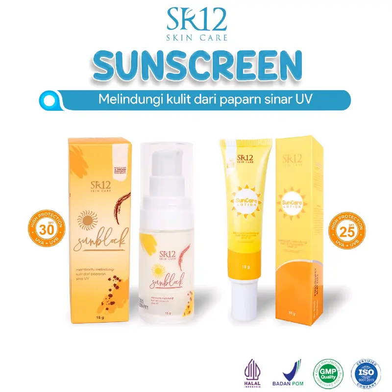 Suncare Lotion  dan Sunblock SR12 Original Cream Pelindung Kulit Wajah Dari Sinar Matahari BPOM SPF 30 - 15g - Extract 0