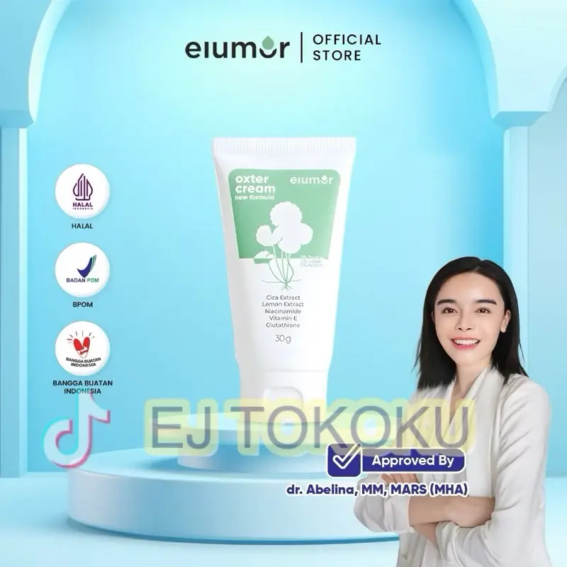 Elumor Oxter Cream New Formula 30gr - pemutih selangkangan dan miss V - pemutih ketiak - pemutih leher Pencerah Mencerahkan Niacinamide Glutathione Extract