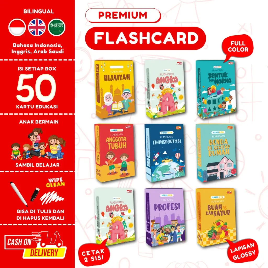 [SBN] Flash Card Mainan Edukasi Anak 50 Kartu Pintar Membaca Flashcard Daily Activity Focus dan Kecerdasan