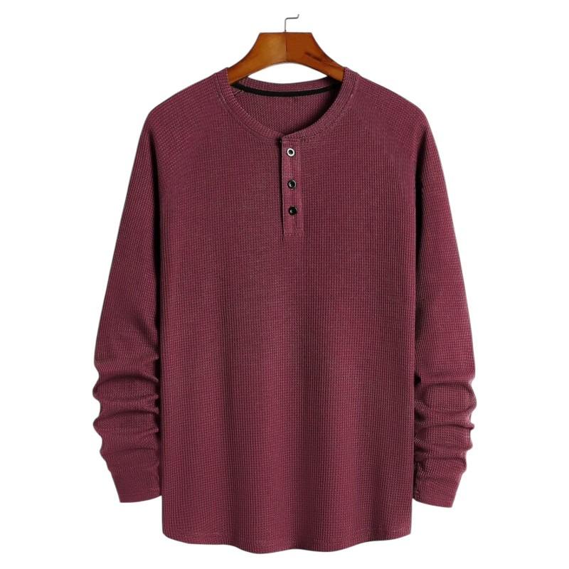 Product Introduction of KAUS KANCING WAFFLE LENGAN PANJANG PRIA MODEREN TERBARU Baju Hitam 6