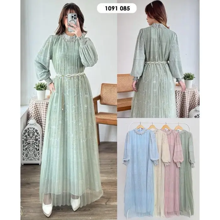 Delisha Salwa Maxi Dress / Gamis Wanita / Gamis Kondangan Free Belt ORI - Dusty pink 04 Delisha Salwa Maxi Dress / Gamis Wanita / Gamis Kondangan Free Belt ORI - Dusty pink 04