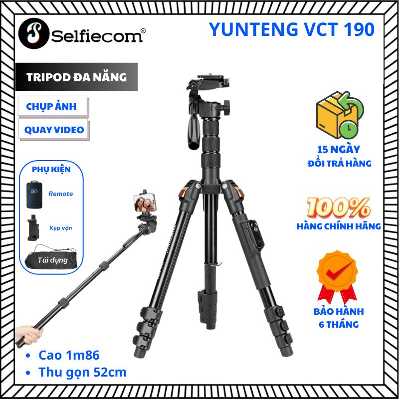 Tripod Yunteng VCT-190 - Chân Đế Máy Ảnh Điện Thoại ,Tháo Rời Làm Gậy Selfie Kèm Remote Bluetooth
