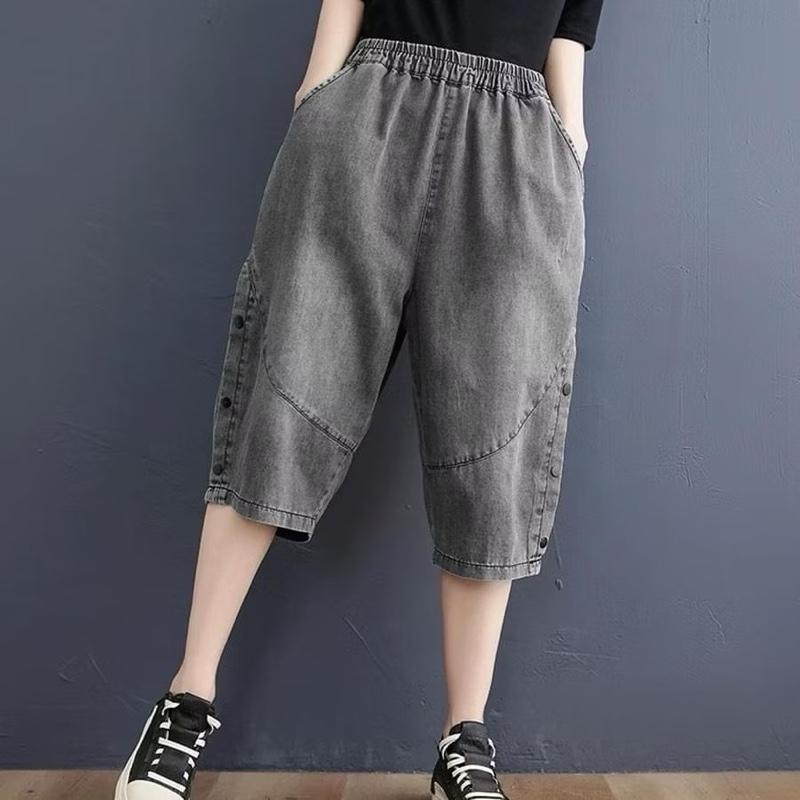 Quần Bò Jeans Ngố Baggy Nữ Cạp Chun Lưng Cao, Chất Bò Mềm Mịn Dễ Mix Đồ 1