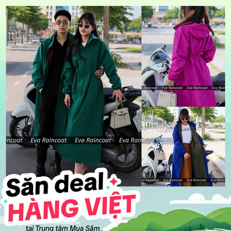 Link mới tặng voucher 30k - Áo mưa măng tô 2 lớp dây rút eo đi mưa vừa mưa phùn gió lạnh - mặc chống gió rét mùa đông - thời trang đa dụng