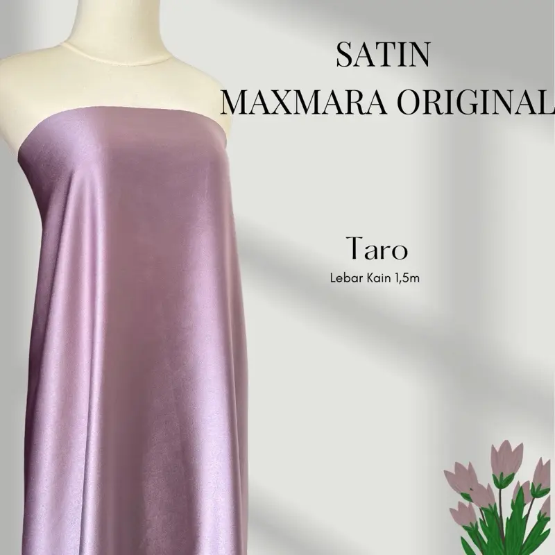 1/2 Meter Kain Satin Saten Silk Maxmaraa Warna Ungu Taro Hitam Denim Teracotta