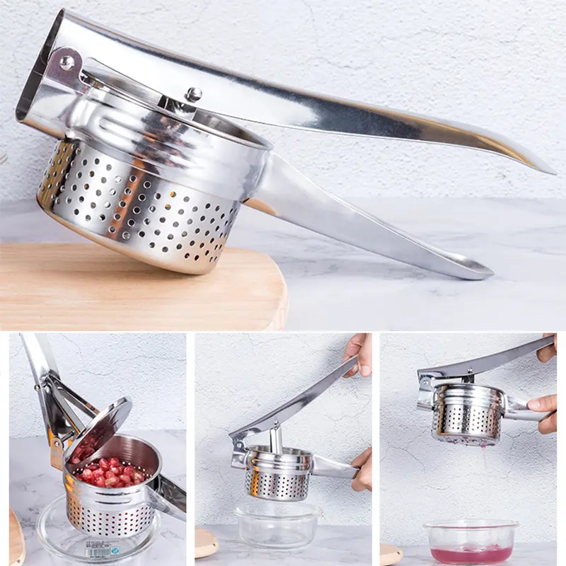 Manual Stainless Steel Potato Utensils Masher Fruit Vegetable Juicer Press Maker Garlic Press