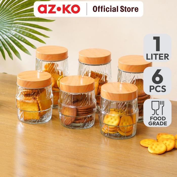 Gambar AZKO Picas Stoples Kaca Line Cutting Set 6 pcs Transparan - Cokelat Toples Jar Food Container Setoples Wadah Penyimpanan Kedap Udara dari AZKO ID Kota Administrasi Jakarta Selatan Tokopedia