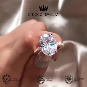 Cincin Wanita Zircon Besar Karat Berlian Bentuk Oval Telur Merpati Gaya Elegan & Fashion untuk Pemakaian Sehari-hari CHIC&COKualitasTinggi Grade VVS1 Lapis Elektroplating Anti KaratAnti LunturAnti Perubahan Wama Garansi 1 Tahun COD 310