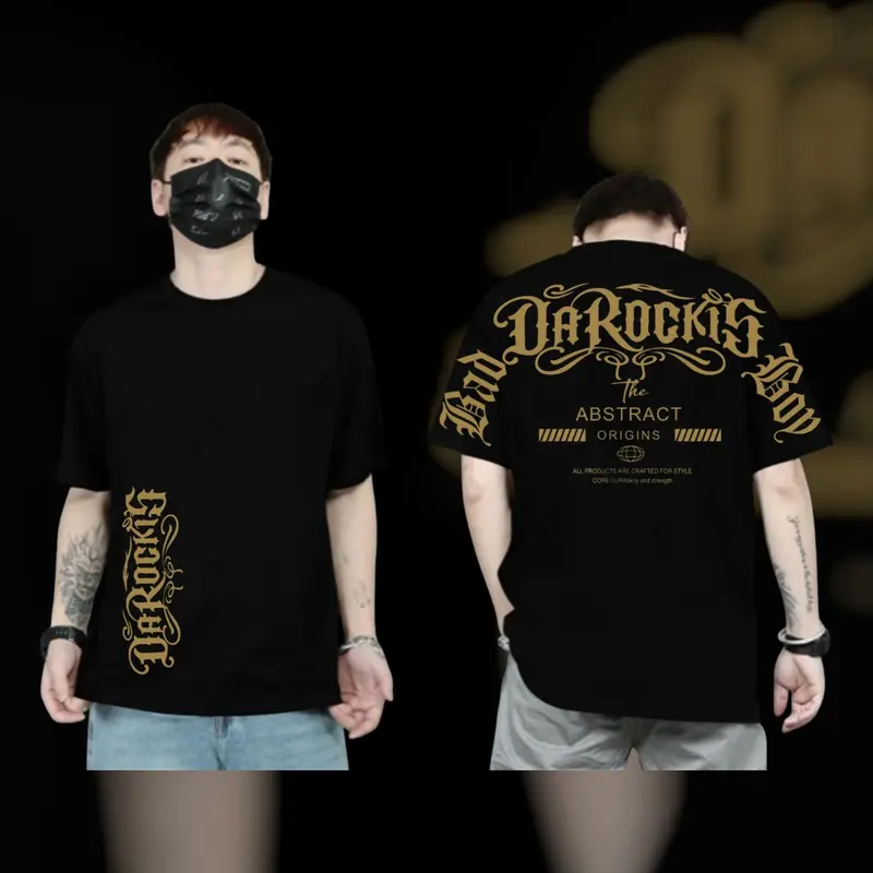 Baju Atasan Kaos T-shirt Pria Distro Motif Bad Darockis Boy Hitam Lengan Pendek Katun Dewasa Cowok Keren 0