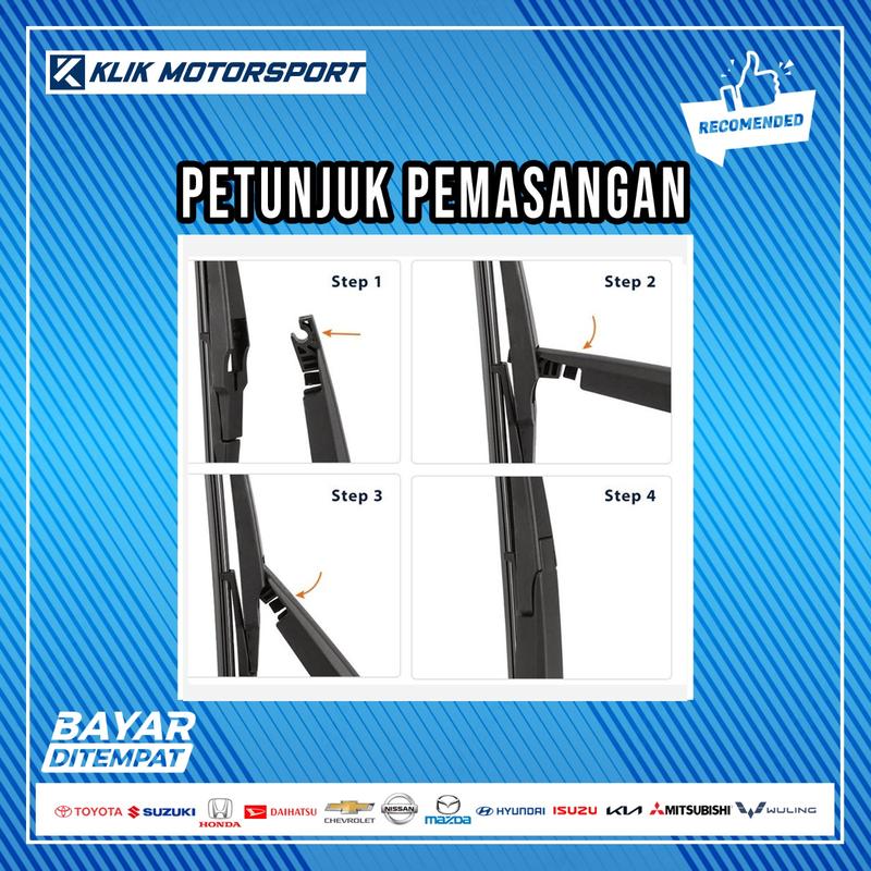 Wiper Kaca Belakang Mobil  - SUZUKI APV - Rear Wiper Karet Kaca Belakang Mobil Model OEM GRATIS 3 Adaptor 7