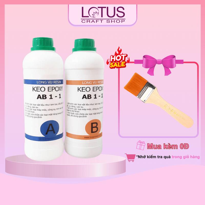  Keo Dán Epoxy Resin 128S Chuyên Dán Gỗ Dán Đá Nhựa Nhập Khẩu Đài Loan  Bộ 1kg - 2kg  - Lotus Craft Shop x Long Vu Chemical  0006  