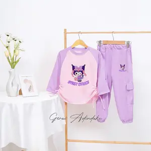 Setelan Anak Perempuan Kuromi Terbaru Motif Sweet Kuromi untuk Usia 1-11 Tahun - Fashion