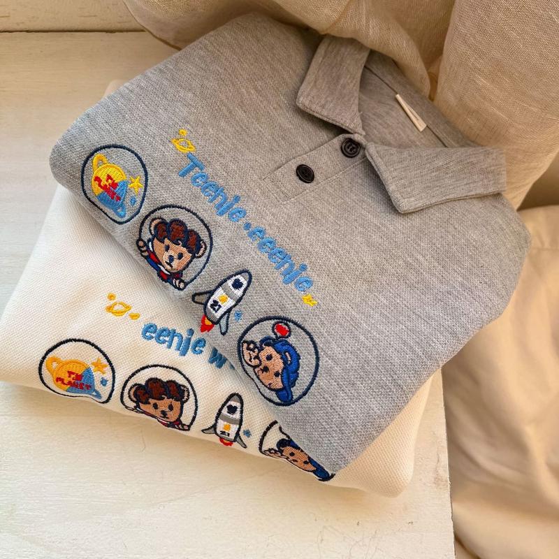 Áo Sơ Mi Trẻ Em, Hàng Mới Về, Phong Cách Phương Tây, Thời Trang, Thêu Hình Gấu, Thích Hợp Cho Bé Trai Và Bé Gái, Áo Len Dài Tay, Áo Dáng Rộng 3
