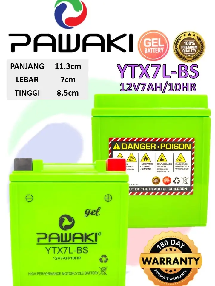YTX7L-BS PAWAKI MOTORCYCLE GEL BATTERY