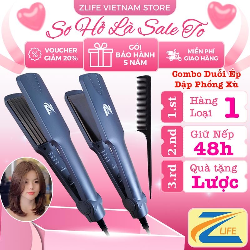  Combo Máy Duỗi Thẳng Uốn Cụp Máy Dập Xù Bấm Phồng Chân Tóc Zlife 4 Mức Điều Chỉnh Nhiệt Độ Làm Nóng Nhanh Dễ Sử Dụng 