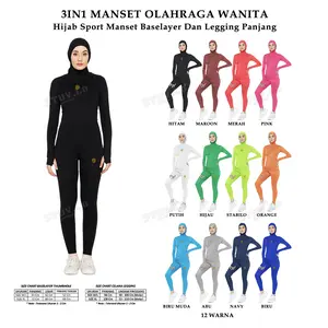 STUVCO PAKET 3IN1 STELAN HIJAB SPORTY INSTAN + MANSET BASELAYER LENGAN PANJANG JARI + CELANA LEGGING PANJANG HYGET PREMIUM JOGING WANITA