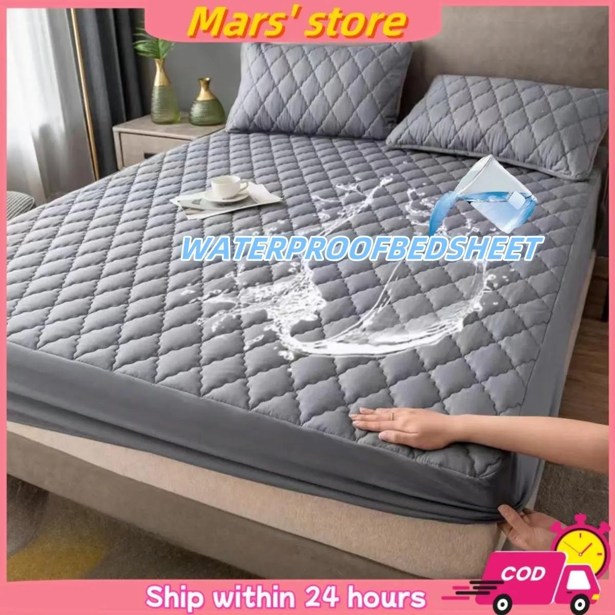 100% Waterproof Foam Mattress Protector Breathable Quilted Cotton Sheets Dust And Stain Resistant Machine Washable Sheets With Tightening Straps Full Wrap Full Coverage Non-slip Skin-Friendly Sheet Bedspread Full Size Multiple Colors Available