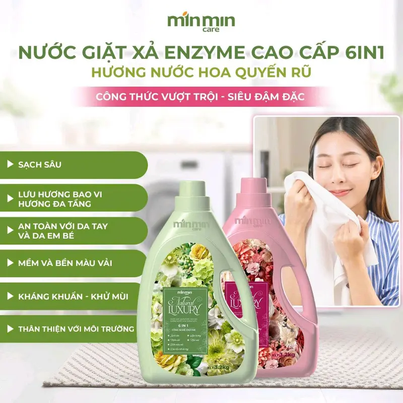 COMBO 2 CAN NƯỚC GIẶT XẢ ENZYM SINH HỌC MIN MIN CARE Làm Sạch 3