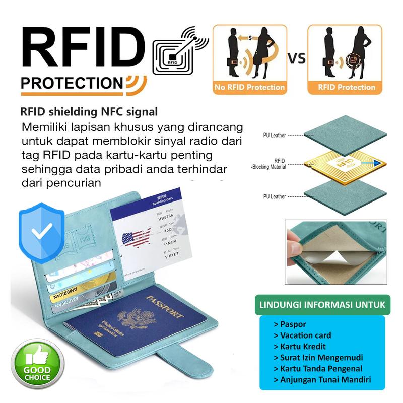 TQ Passport Holder PU Leather RFID Block Dompet Paspor Travel Kulit Kunci Magnet Wallet Pasport Cover Case 5
