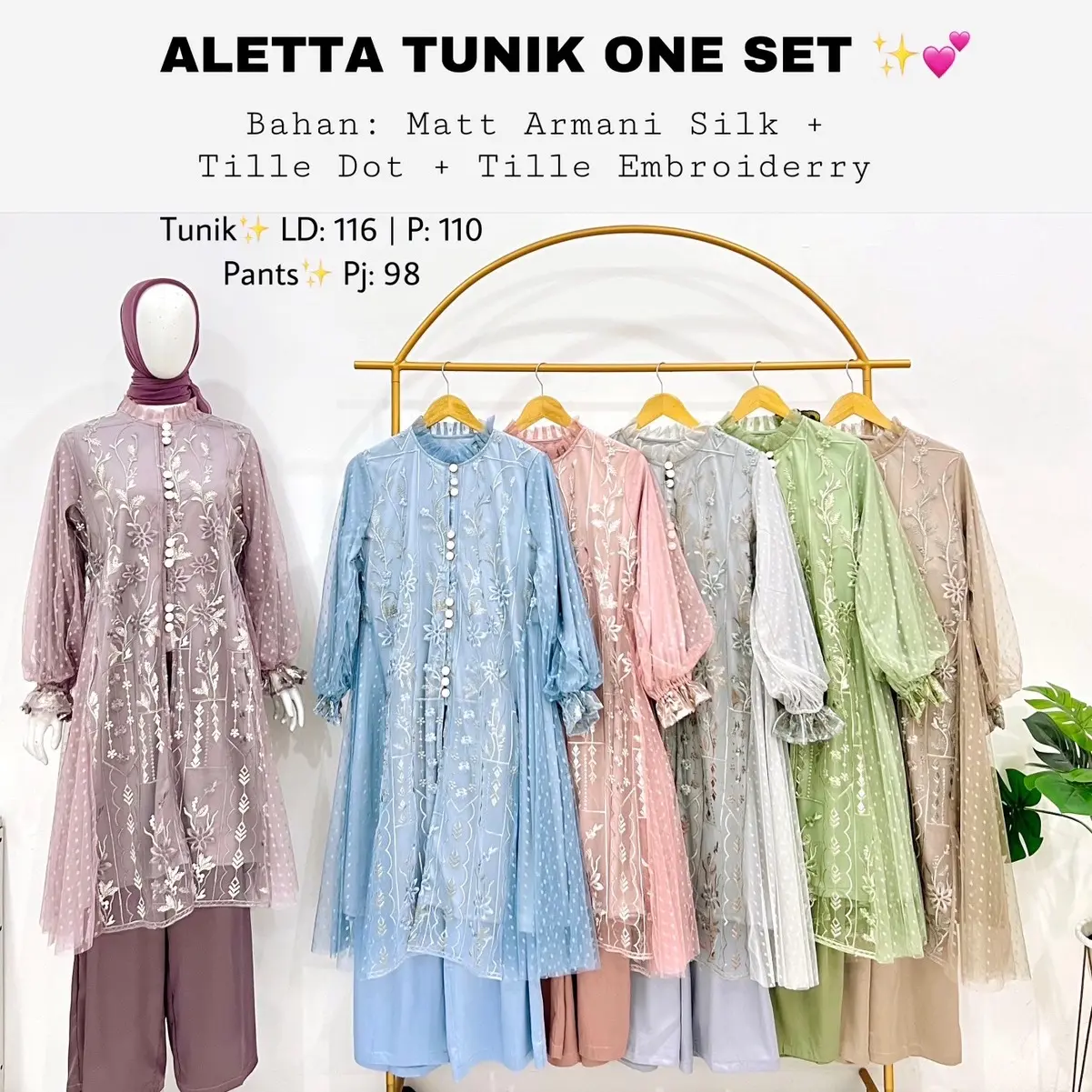 Aletta Tunik OneSet / Setelan Celana Brukat/ Setelan Kondangan