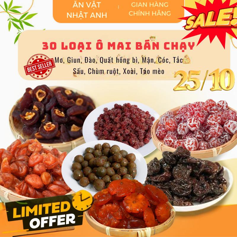 [Full 30 Loại Ô Mai Trái Cây] Sạch Tự Nhiên Bán Chạy (Mơ, Giun, Đào, Quất hồng bì, Mận, Cóc, Tắc, Sấu, Chùm ruột, Xoài, Nho, Táo mèo) Ăn Vặt Vị Chua Cay Ngon Ngọt - Nhà Làm - Đảm Bảo VSATTP