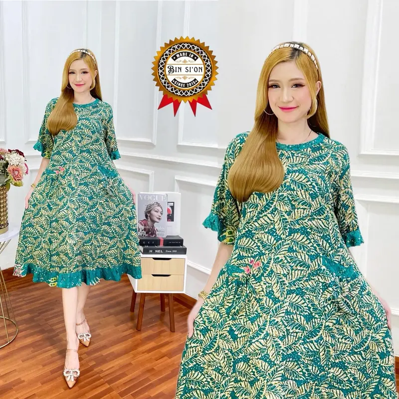 Daster Wanita Rayon Grade A Busui Resleting Depan Baju Tidur Daster Kekinian Batik Nyaman - Dress Wanita Bumil Lengan Pendek Motif Terbaru 5