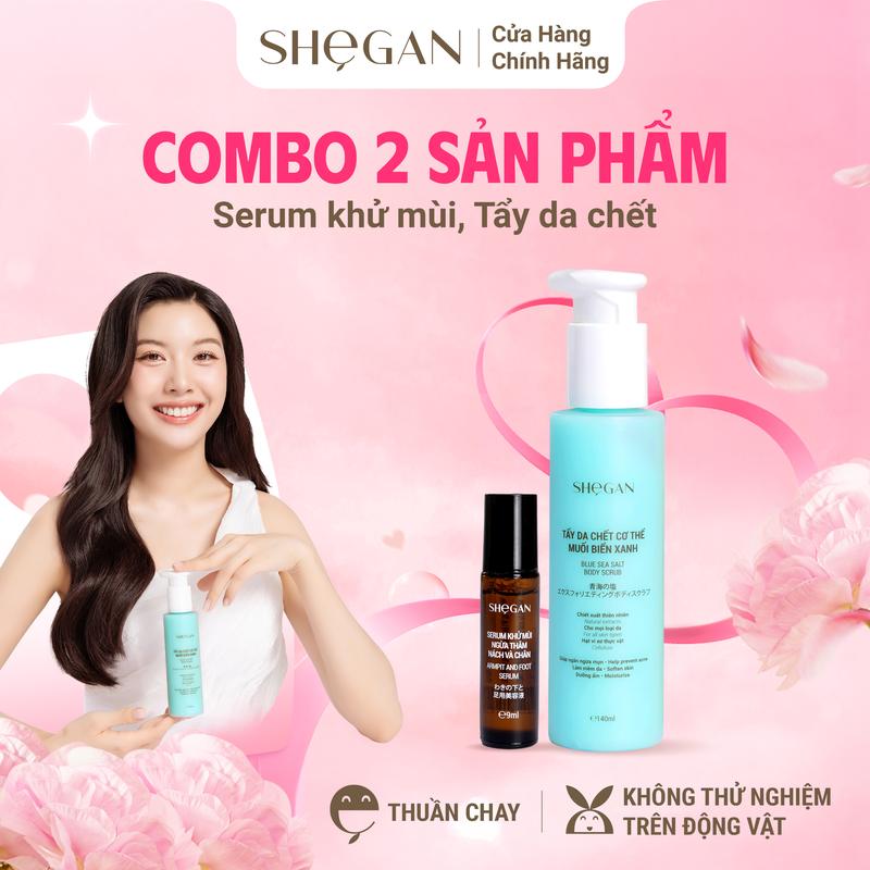 Combo Rút Gần Khoảng Cách SHeGAN - Tẩy Tế Bào Chết, Serum Khử Mùi Ngừa Thâm, Lành Tính Dành Cho Mẹ Bầu Và Mẹ Bỉm, Khử Mùi Hôi,  Phù Hợp Cho Mẹ Bầu Và Mẹ Sau Sinh