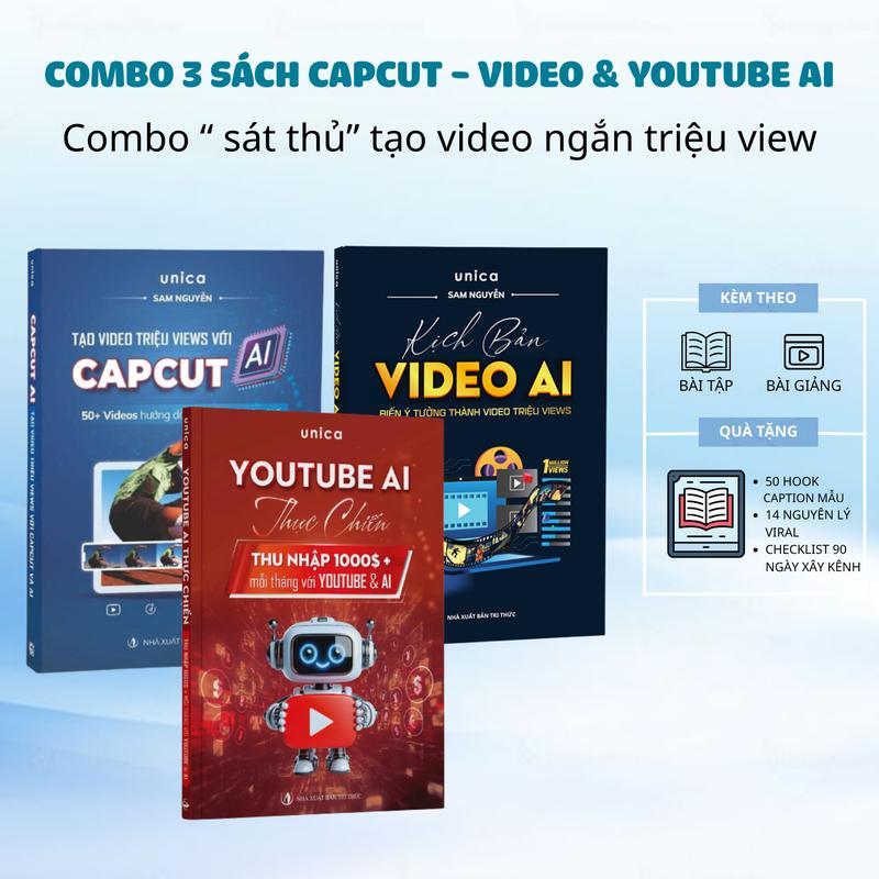 Combo 3 Sách Youtube Thực Chiến AI - Tạo Kịch Bản Video AI - Tạo Video Triệu…