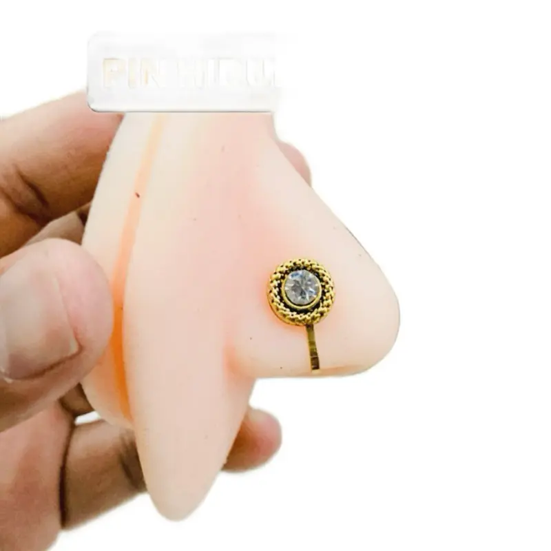 Pin Hidung Jepit Warna Gold (5A) Anting Hidung Jepit Tanpa Tindik