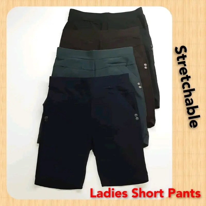 Mgf911-3XL-8XL ABOVE KNEE (3/4) Women Button short Pants #1506 Plain