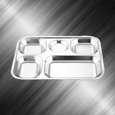 Piring Makan 5 sekat  Bahan Stainless Steel Tempat Makan Fast Food 5 Sekat 1