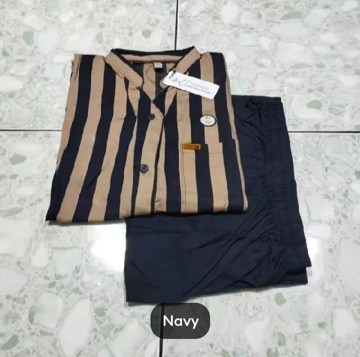 GRATIS ONGKIR SETELAN WANITA MOTIF SALUR // SET WANITA TERBARU // ONE SET PENJAMAS KEKINIAN TERMURAH Baju Katun setelan  wanita setelan  andin Celana Kancing Karet Nyaman Panjang Garis Lembut Atasan Dewasa Linen Tunik 1