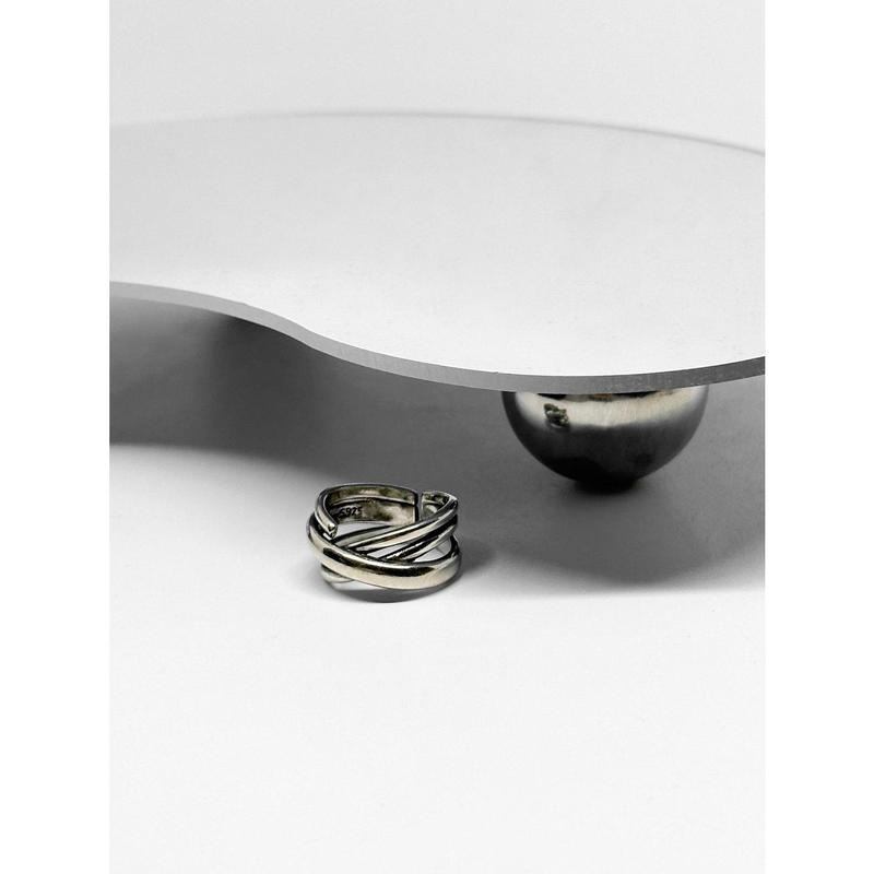 HEXA Ring / cincin lapisan silver / cincin unisex / cincin bulky edgy / cincin silver plated 1