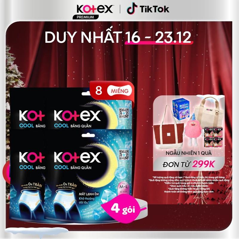 Combo 4 Băng vệ sinh Kotex Dạng Quần Cool cỡ M L 2 Miếng
