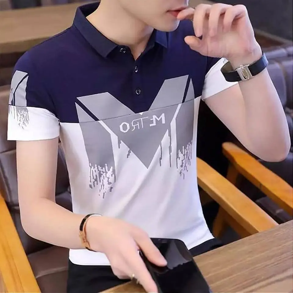 Kaos Pria Polo Kerah Metro Terlaris/Pakaian Cowok Kerah Fashion,kaos Distro Pria Bahan Cotton Combed Tebal 24s Dijamin Adem Kombinasi Biru