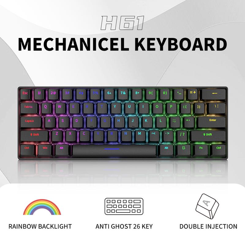 Bàn Phím Cơ Mini ZIFRIEND H61K 61 Phím Bàn Phím Chơi Game Có Dây Công Tắc 3 Chân Đèn Nền RGB Cầm Tay Màu Đen Có Thể Tháo Rời Có Thể Thao Màu Xanh Dương Đỏ Bàn Phím Có Dây Màu Đen Bán Chạy