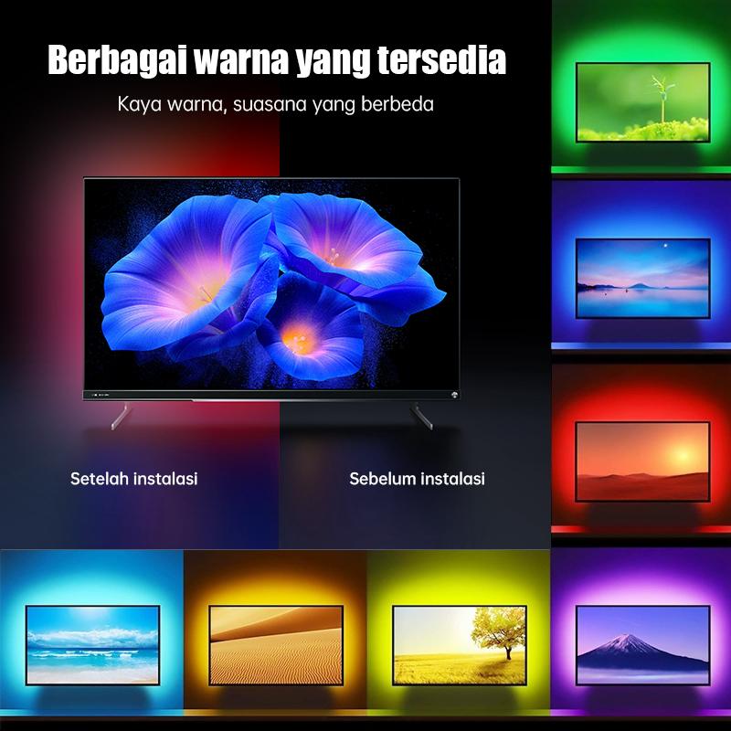 Lampu Strip LED RGB USB CCTV 5050 Putih Hangat IP44 1-5M 5V + Remote Control 5050 lampu  karakter  kamar 5
