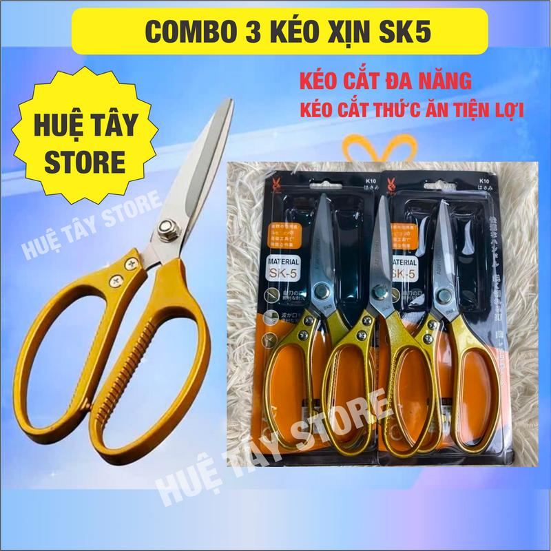 [W] COMBO 3 CÂY KÉO XỊN SK5. Kéo cắt đa năng tiện lợi, kéo cắt thức ăn, kéo làm thủ công, kéo nhà bếp