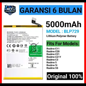 Baterai BLP729 For: Realme C11 / Realme C20 / Realme C21 / Realme C21Y / Realme C3 / Realme 5 / Realme 5i / Realme 5S Battery Batrai Batre Original 100% Termurah