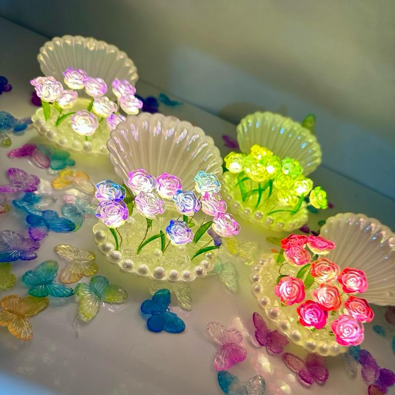Tự Làm - Bộ Nguyên Liệu Đèn Hoa Hồng Vỏ Sò S0787 Quà Tặng Handmade Các Ngày Lễ Hoặc Sinh Nhật Dễ Thương Với 7 Loại Vật Liệu Kheotayhaylam Tulamhoa Quatanghandmade