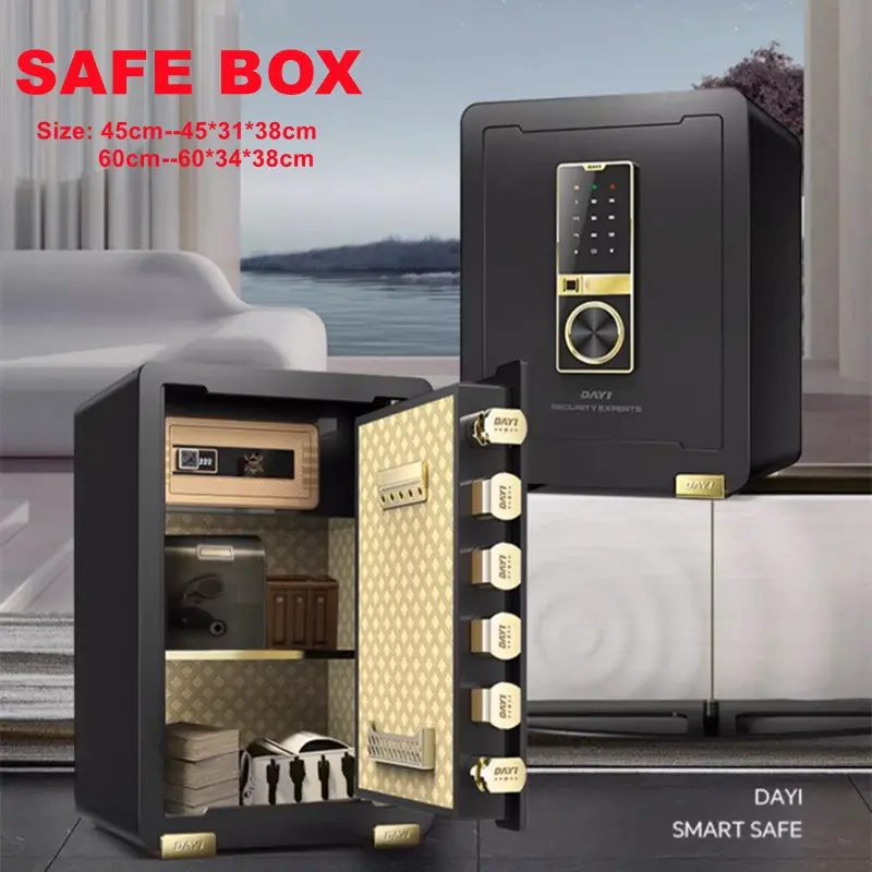 Safe Box Home Password Office Safe Deposit Box Small Anti-theft Alarm Safes Bedside Cabinet Storage