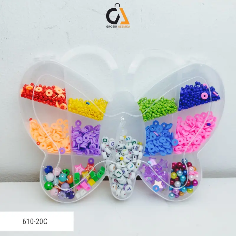 GROSIR Manik Mote Pasir 1 Box Lengkap Set DIY Manik-Manik Aesthetic Mainan Anak Meronce Gelang Kalung Kerajinan Tangan 1