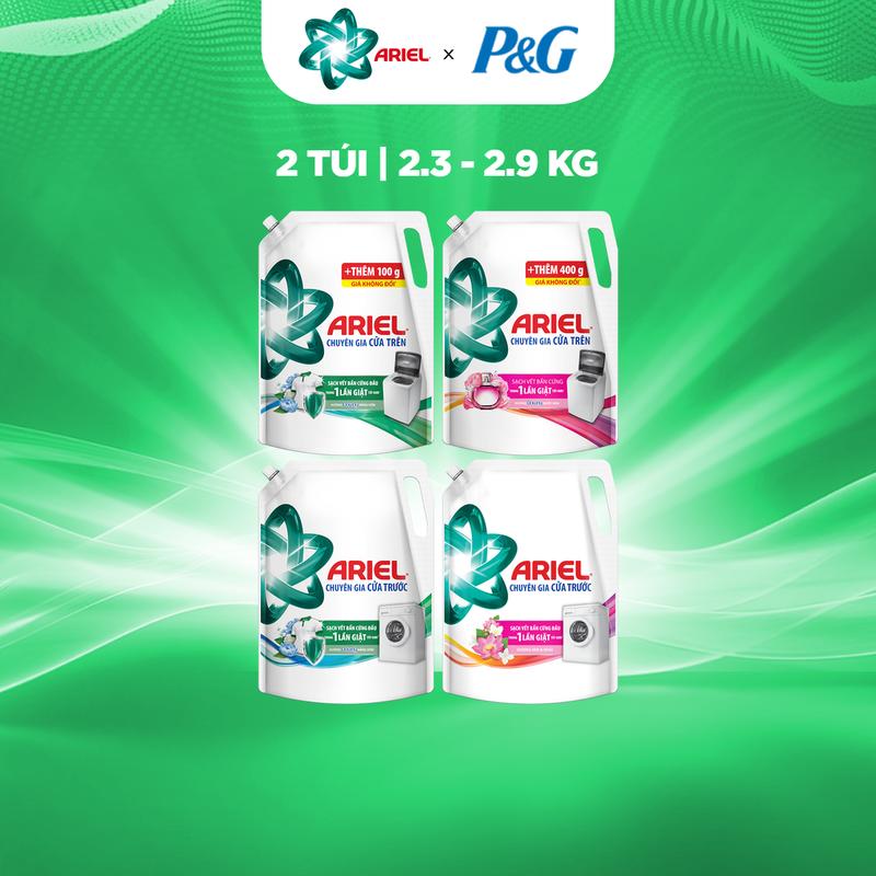 Combo 2 Túi Nước giặt Ariel 2.3kg/2.5kg/2.7kg/2.9kg Cửa Trên/ Cửa Trước các mùi hương