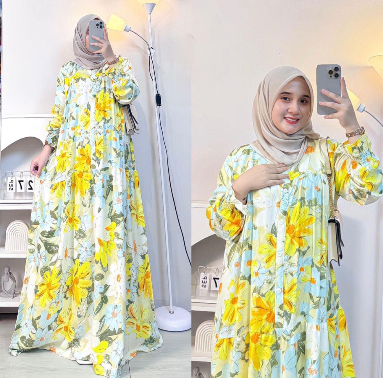 Naja.Fashion - Daisy Gamis Bunga Rayon Premium Busui Friendly Long Dress Motif Floral Korea Style Lengan Panjang untuk Tampilan Elegan dan Nyaman Naja.Fashion - Daisy Gamis Bunga Rayon Premium Busui Friendly Long Dress Motif Floral Korea Style Lengan Panjang untuk Tampilan Elegan dan Nyaman