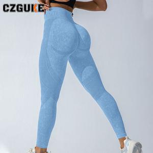 CZGUKE Pantalones de yoga para mujer sin costuras, cintura alta, realzan el glúteo, ajustados, con letras y lavado a la arena, para deportes al aire libre y ejercicio