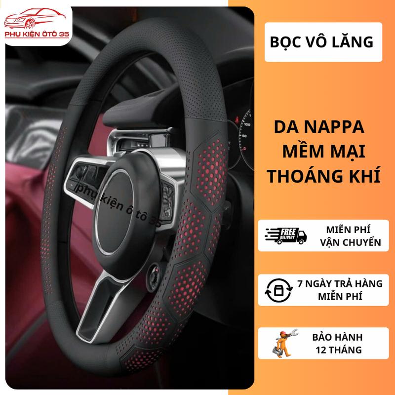  Bọc Vô Lăng Ô Tô 3D Da Nappa Cao Cấp Siêu Mỏng Và Thoáng Khí; Bọc Vô Lăng Ô Tô Thể Thao Sezi 38Cm Thích Hợp Cho Mọi Loại Xe Hơi 5 Chỗ 7 Chỗ 