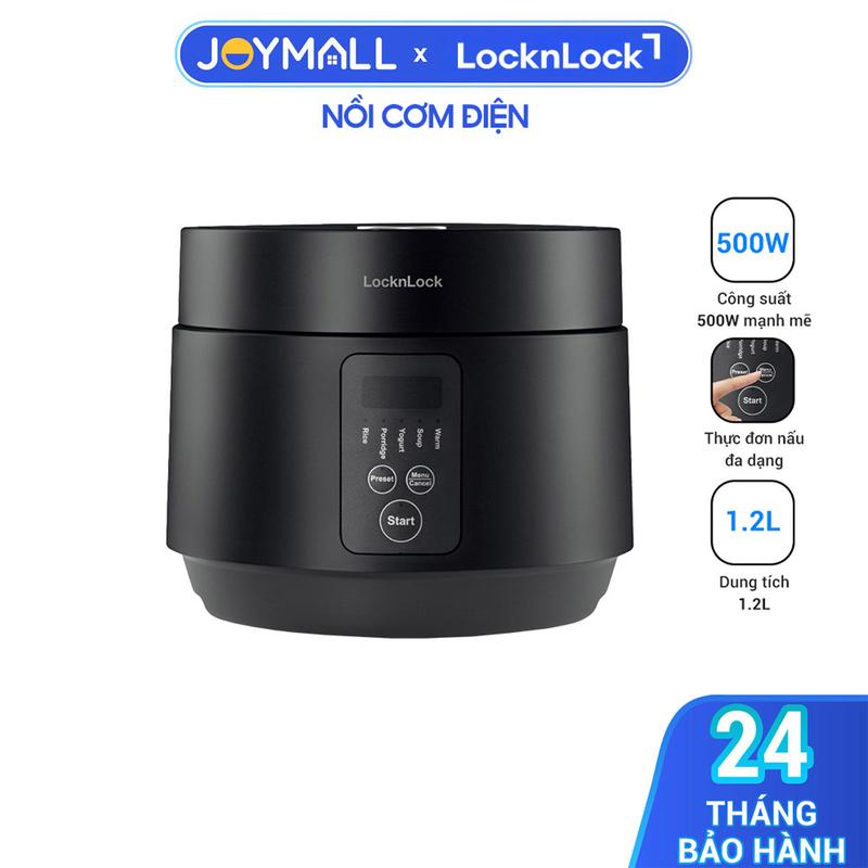 Nồi Cơm Điện Tử Locknlock Compact Rice Cooker EJR346BLK 1.2 Lít - Hàng Chính Hãng Bảo Hành 24 Tháng 5 Chế Độ Nấu - JoyMall Nấu Cơm Nấu Ăn
