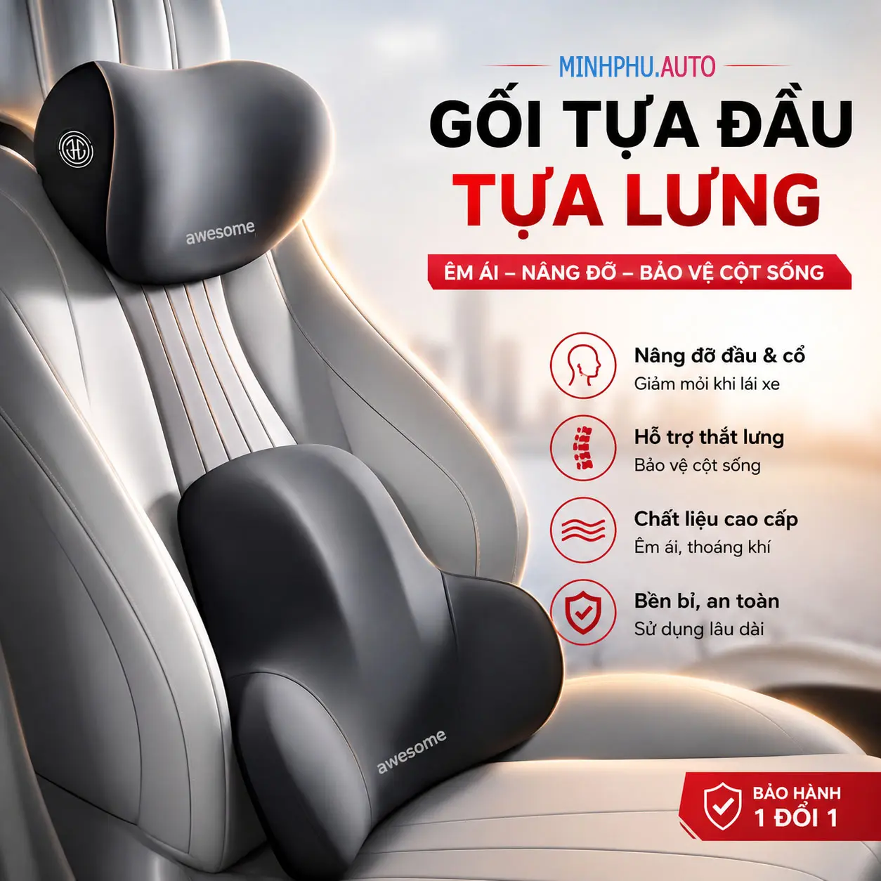 [ HÀNG CHÍNH HÃNG ] ĐỆM GHẾ VĂN PHÒNG, Ô TÔ LÕI CAO SU NON