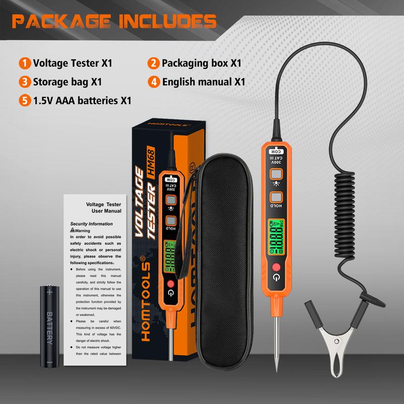  Máy Dò Mạch Ô Tô Kiểm tra ắc quy xe điện HOMTOOLS HM68 Máy Dò Điện Áp Ô Tô Máy Kiểm Tra Mạch Ô Tô Phát Hiện Lỗi Bảo Trì Và Kiểm Tra Mạch Bút Kiểm Tra Màn Hình Kỹ Thuật Số LCD Đèn Nền 