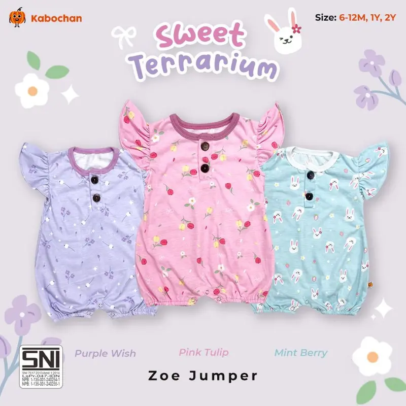 TERBARU!3pcs ZOE JUMPER RUFFLE BY KABOCHAN UP TO 2 YEAR 4